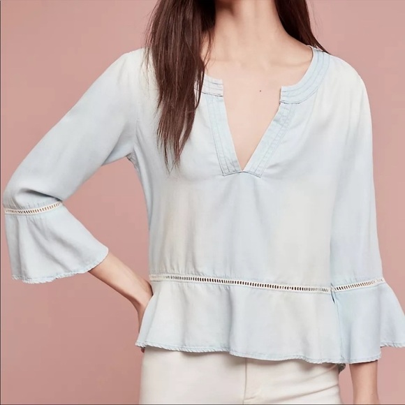 Cloth & Stone Light Blue Blouse - Picture 1 of 16